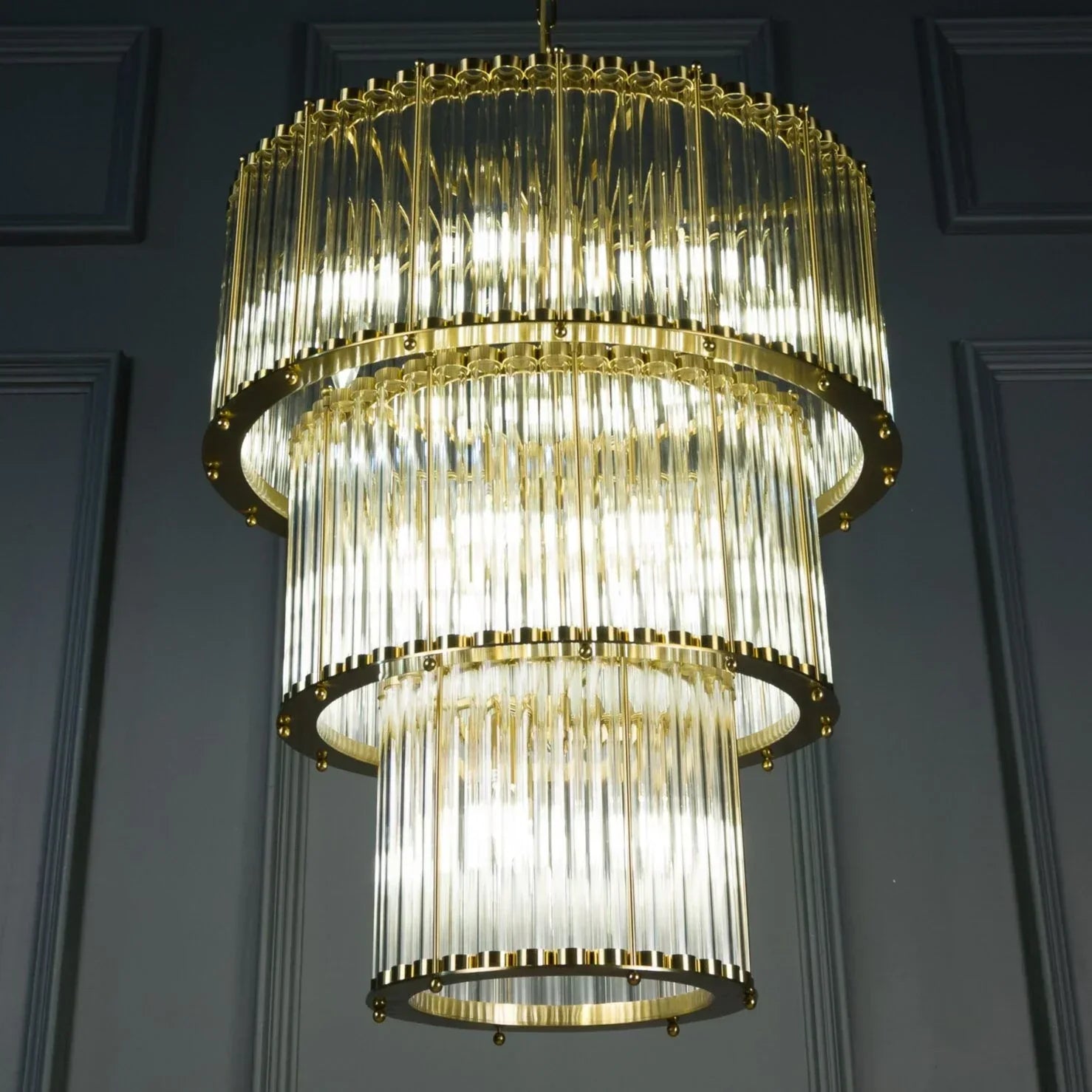 Triple Monza 9-Light Glass Chandelier
