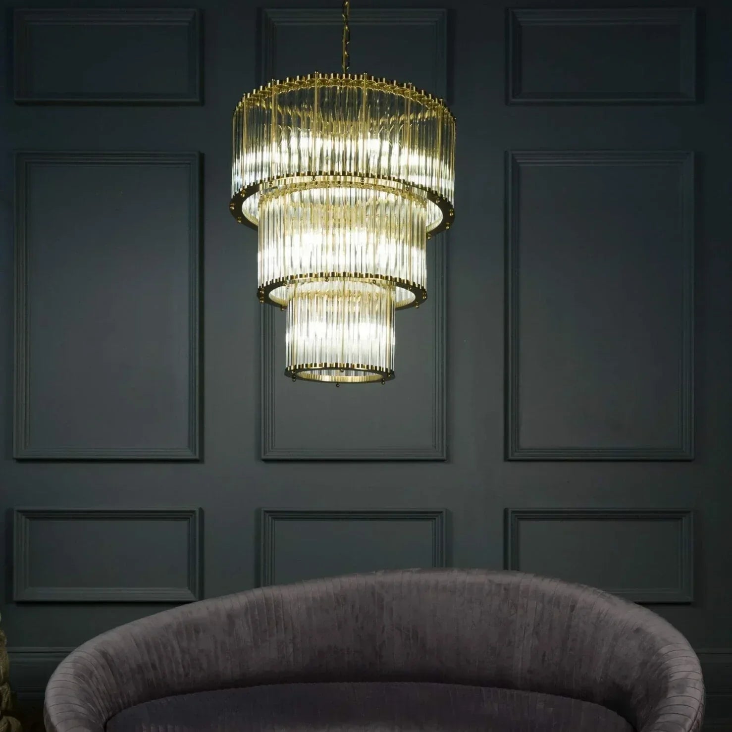 Triple Monza 9-Light Glass Chandelier