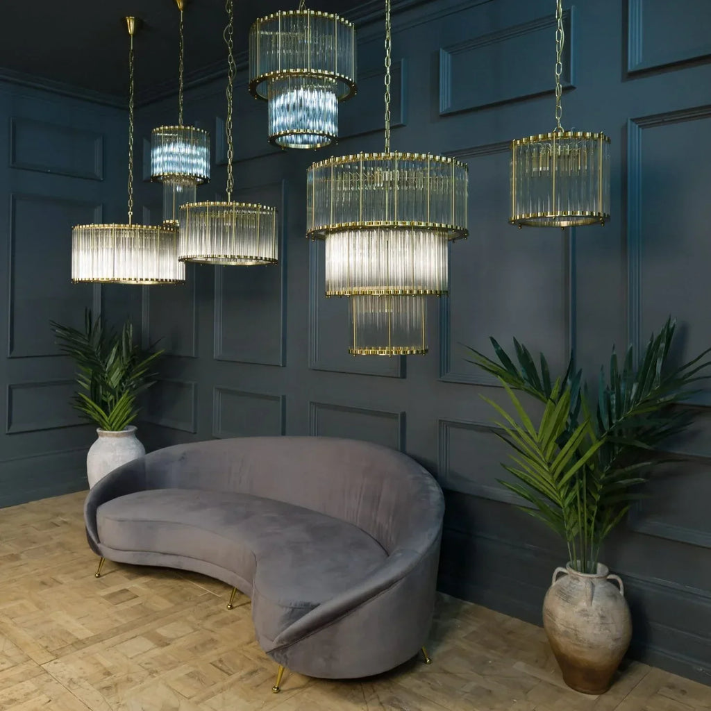 Triple Monza 9-Light Glass Chandelier