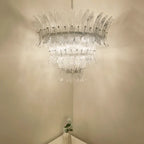 Palm Leaves Murano Transparent Glass Chandelier