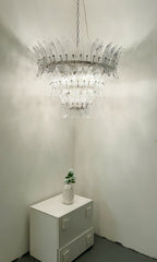Palm Leaves Murano Transparent Glass Chandelier
