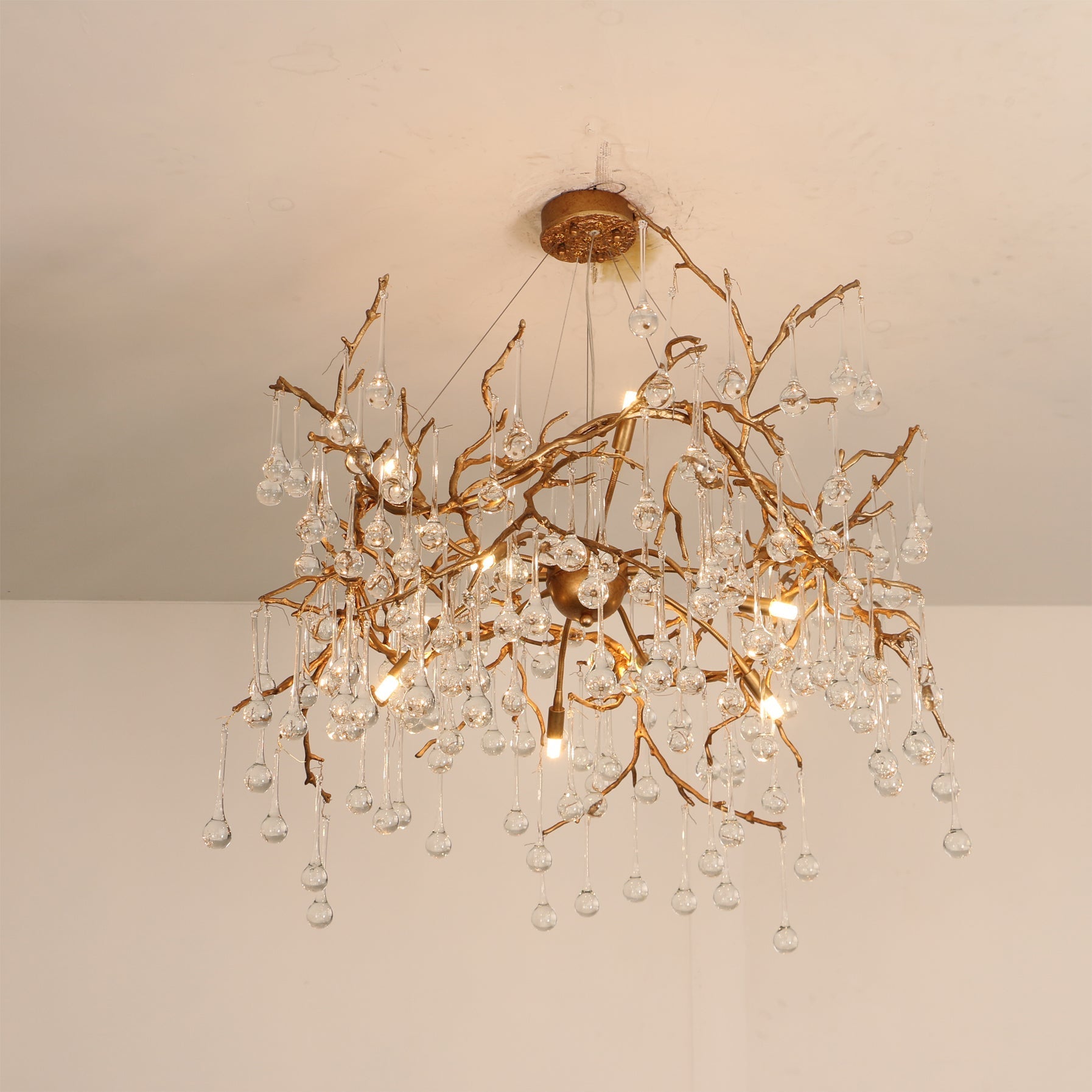 Palwa Branch Brass Crystal Chandelier