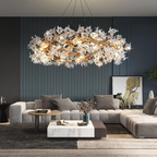 Modern Flower Crystal Round Brass Branch Chandelier