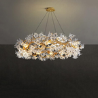 Modern Flower Crystal Round Brass Branch Chandelier