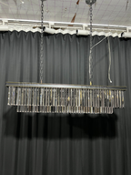 Fashion Kitchen Island Crystal Chandelier in Black / Smoky Gray Finish Two Tiers Rectangle Chain Pendant Light
