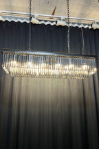 Fashion Kitchen Island Crystal Chandelier in Black / Smoky Gray Finish Two Tiers Rectangle Chain Pendant Light