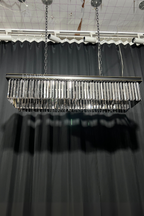 Fashion Kitchen Island Crystal Chandelier in Black / Smoky Gray Finish Two Tiers Rectangle Chain Pendant Light