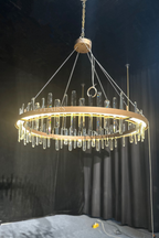Modern Round K9 Crystal Chandelier with Stainless Steel Finish