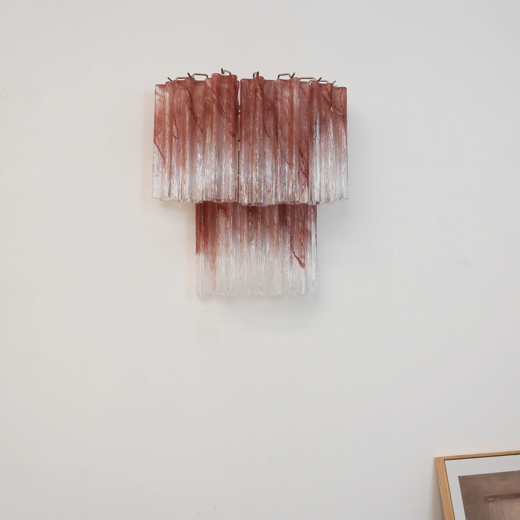 Pink Murano Glass Tube Wall Sconces