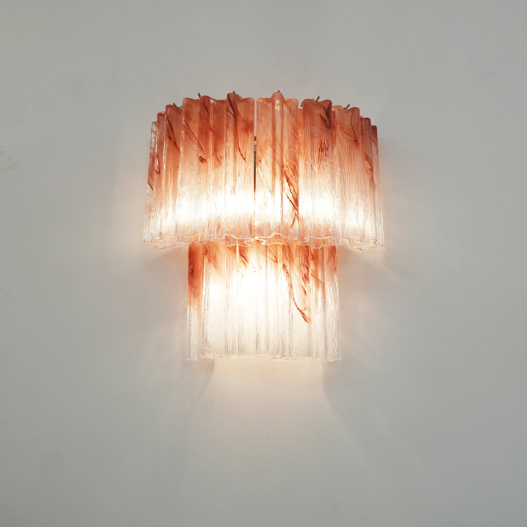 Pink Murano Glass Tube Wall Sconces