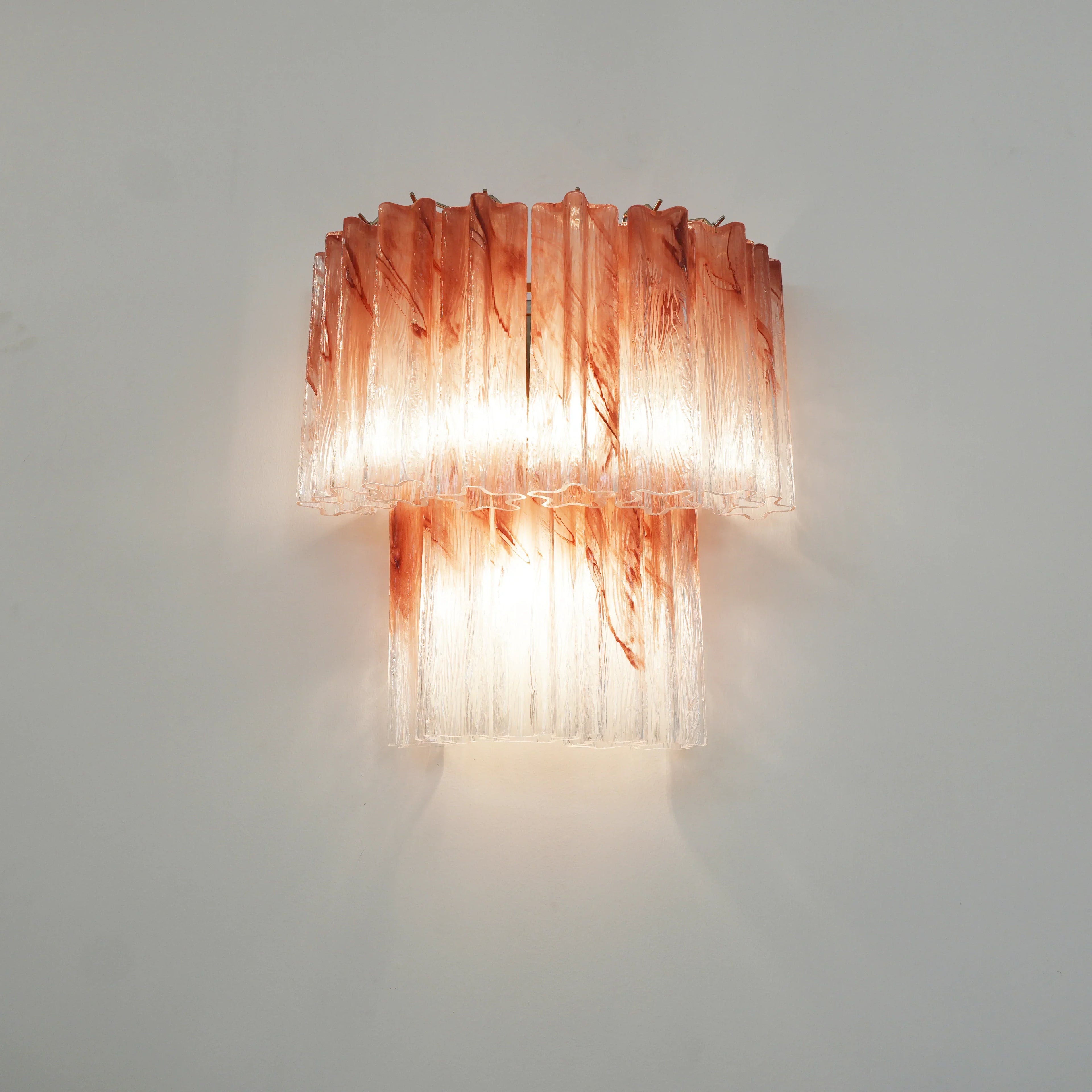 Pink Murano Glass Tube Wall Sconces