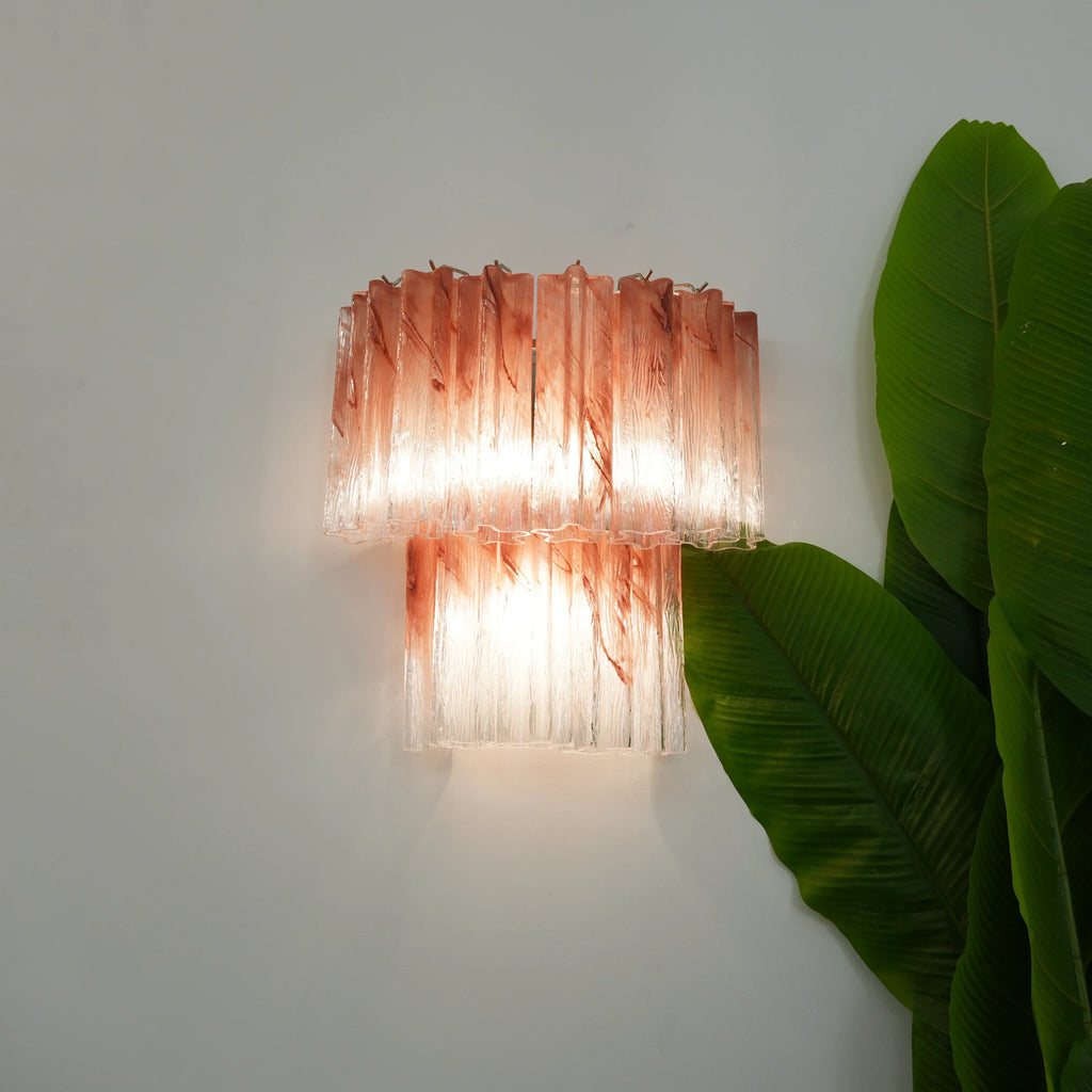 Pink Murano Glass Tube Wall Sconces