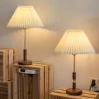 Pleated Walnut Table Lamp