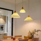 Pleated Wooden Pendant Light