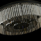 Black Finish Round Crystal Chandelier Pendant Light with Smoky Gray Accents, High-Quality K9 Crystal and Metal
