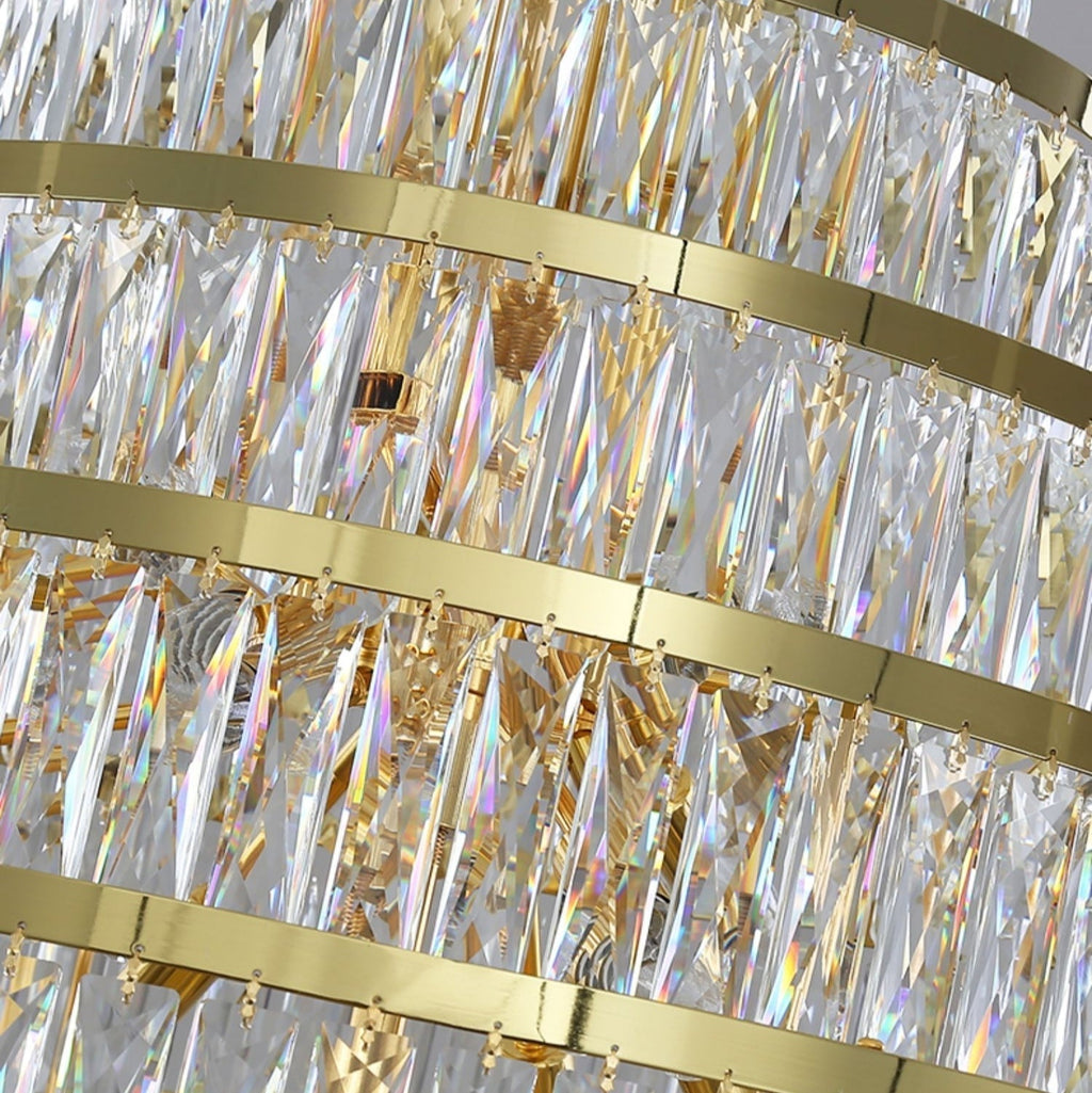 Honeycomb Shaped Ceiling Chandelier Extra Large Crystal Light for Foyer Staircase / Entryway in Gold Finish
