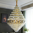 Honeycomb Shaped Ceiling Chandelier Extra Large Crystal Light for Foyer Staircase / Entryway in Gold Finish