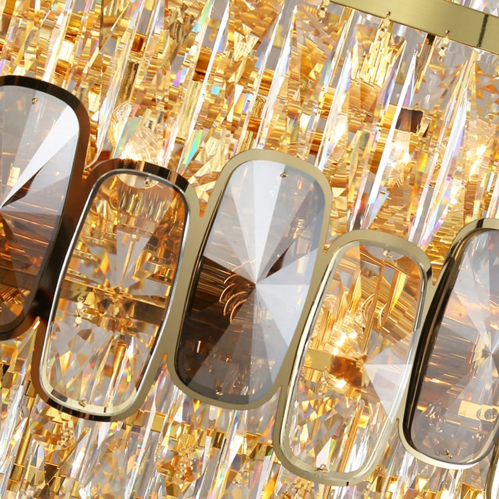 Honeycomb Shaped Ceiling Chandelier Extra Large Crystal Light for Foyer Staircase / Entryway in Gold Finish