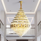 Honeycomb Shaped Ceiling Chandelier Extra Large Crystal Light for Foyer Staircase / Entryway in Gold Finish