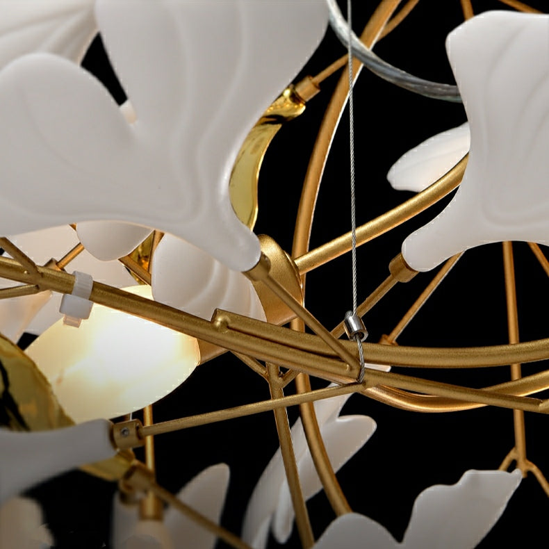 Ceramic Ginkgo Leaves Branch Flower Chandelier