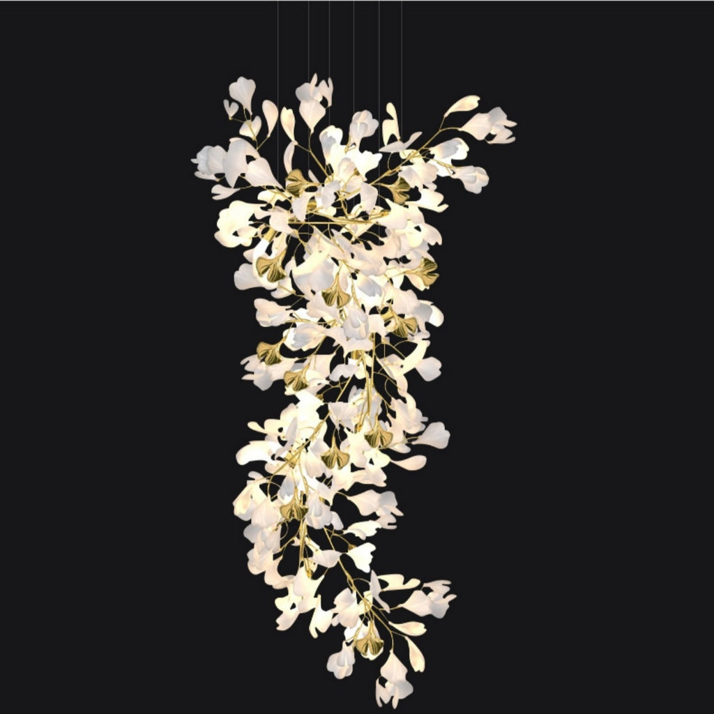 Ceramic Ginkgo Leaves Branch Flower Chandelier