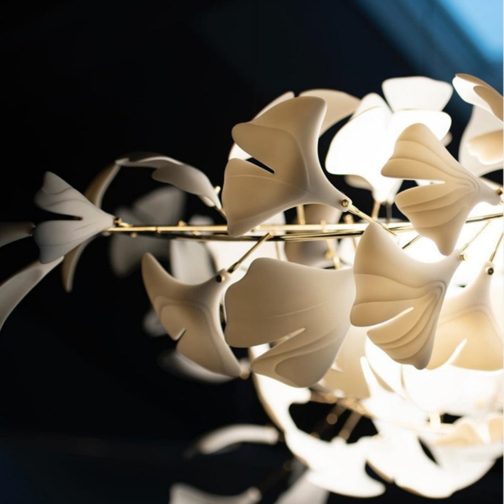 Ceramic Ginkgo Leaves Branch Flower Chandelier