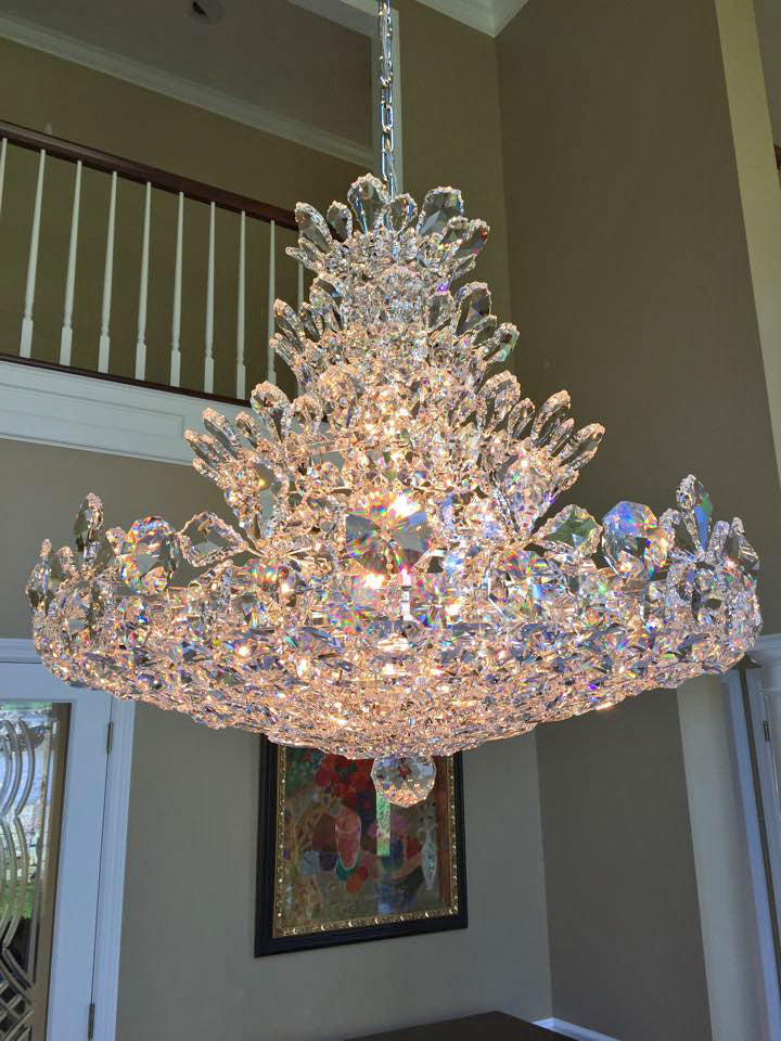 Luxury Empire-Shaped Floral Crystal Chandelier with K9 Crystal Finish for Foyer and Living Room