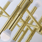 Post Modern Bamboo Style Linear Chandelier for Living Room God Iron Design Dining Table Ceiling Light