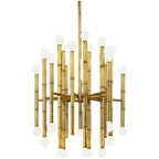 Post Modern Bamboo Style Linear Chandelier for Living Room God Iron Design Dining Table Ceiling Light