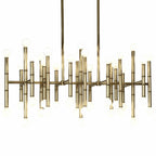 Post Modern Bamboo Style Linear Chandelier for Living Room God Iron Design Dining Table Ceiling Light