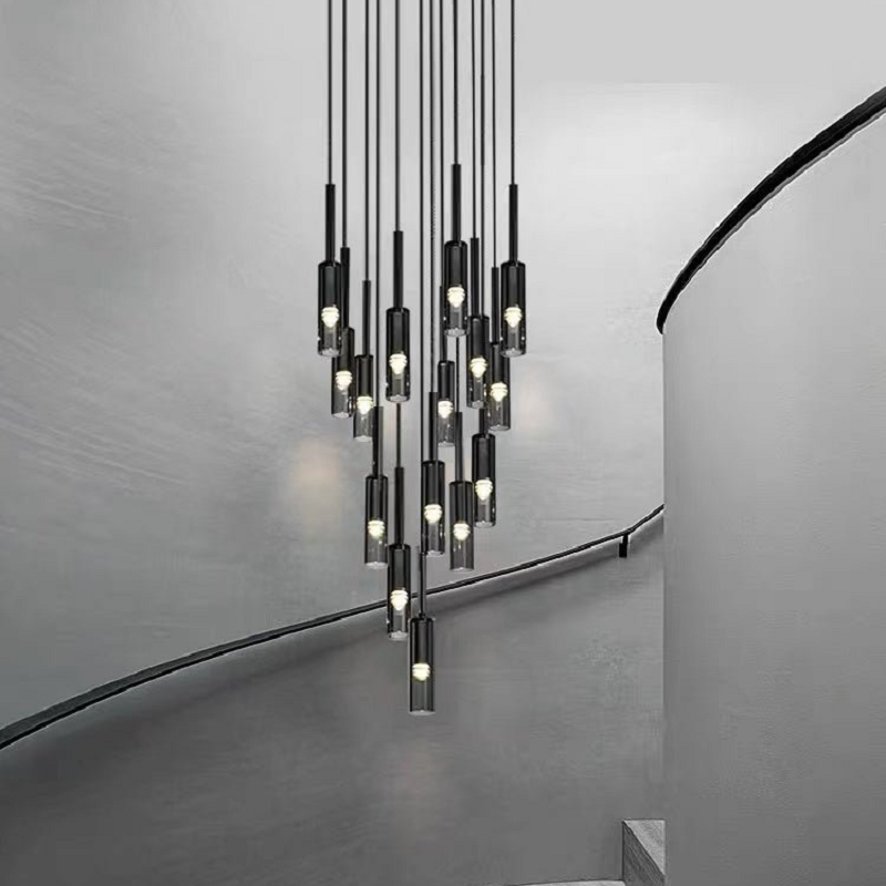 Kacey Postmodern Round Glass Chandelier for Staircase