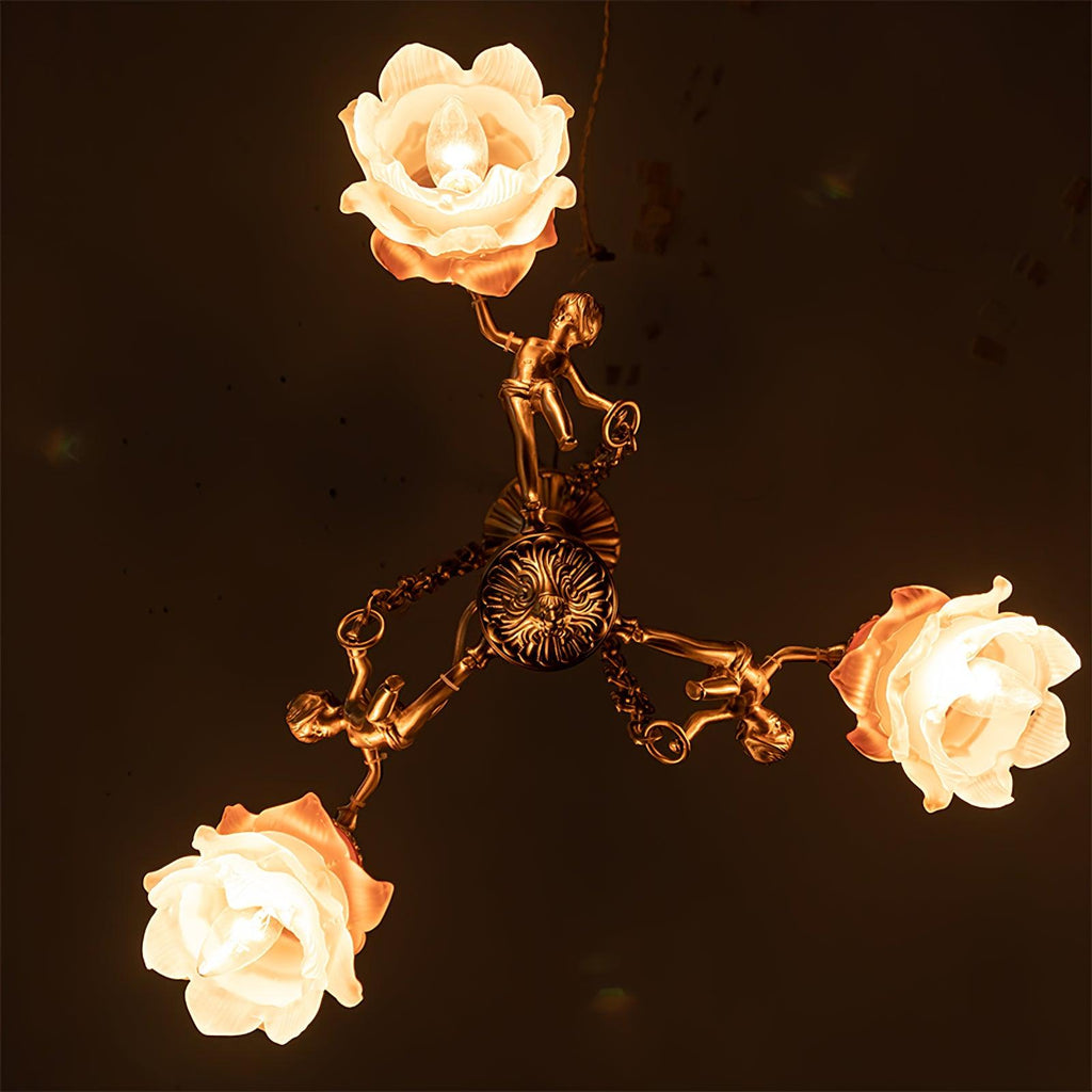 Putti Statuettes Brass Suspension