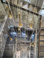 Modern Crystal Waterdrops Chandelier Foyer Staircase Ceiling Lamp Entryway Lighting