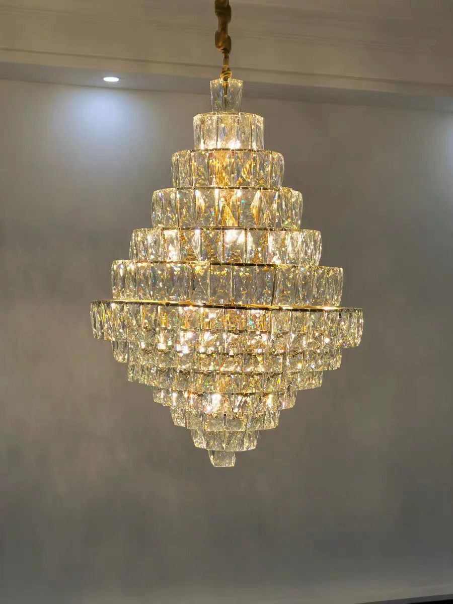 Extra Large Foyer Pure Crystal Ceiling Light Living Room Entrance Staircase Chandelier