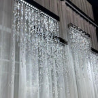 Modern K9 Crystal Tassel Waterfall Chandelier with Stainless Steel Finish for Dining Room and Kitchen Island