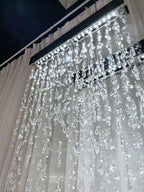 Modern K9 Crystal Tassel Waterfall Chandelier with Stainless Steel Finish for Dining Room and Kitchen Island
