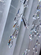 Modern K9 Crystal Tassel Waterfall Chandelier with Stainless Steel Finish for Dining Room and Kitchen Island