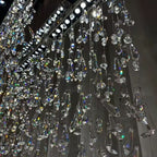 Modern K9 Crystal Tassel Waterfall Chandelier with Stainless Steel Finish for Dining Room and Kitchen Island
