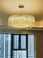 Chrome Silver Stylish Round Crystal Chandelier Modern Ceiling Pendant Light for Living Room / Bedroom