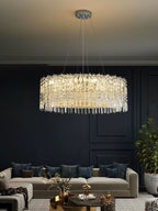 Chrome Silver Stylish Round Crystal Chandelier Modern Ceiling Pendant Light for Living Room / Bedroom