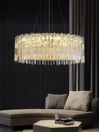 Chrome Silver Stylish Round Crystal Chandelier Modern Ceiling Pendant Light for Living Room / Bedroom