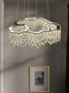 Modern Luxury Irregular Round / oval Crystal Chandelier Set for Bedroom / living Room / dining Room