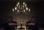 Multi Layer Iron Chandelier with Electronic Candles in Vintage Country Style for Living Room Cafe and Study
