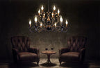 Multi Layer Iron Chandelier with Electronic Candles in Vintage Country Style for Living Room Cafe and Study