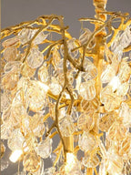 Modern Luxury Metal and Glass Leaf Branch Chandelier for Living, Dining, Bedroom