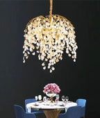 Modern Luxury Metal and Glass Leaf Branch Chandelier for Living, Dining, Bedroom