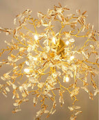 Modern Luxury Metal and Glass Leaf Branch Chandelier for Living, Dining, Bedroom