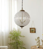 Vintage Sphere Crystal Chandelier with Dark Bronze or French Gold Finish – Designer Metal &