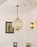 Vintage Sphere Crystal Chandelier with Dark Bronze or French Gold Finish – Designer Metal &
