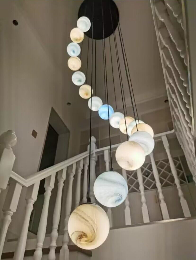 Nordic Planet Multi-Light Globe Staircase Chandelier